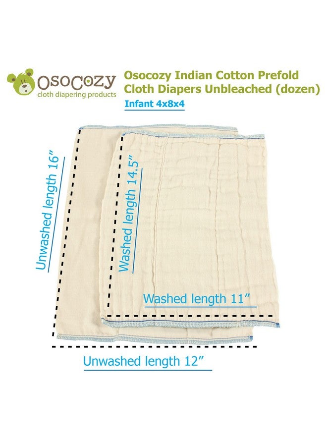 أوسوكوزي حفاضات قماشية قابلة للطي غير مبيضة من OsoCozy - 100% قطن، متينة، ناعمة، ماصة، مستدامة واقتصادية - 12 بوصة × 16 بوصة، تناسب وزن 7-15 رطلاً - (للرضع 4 × 8 × 4) - Image 2