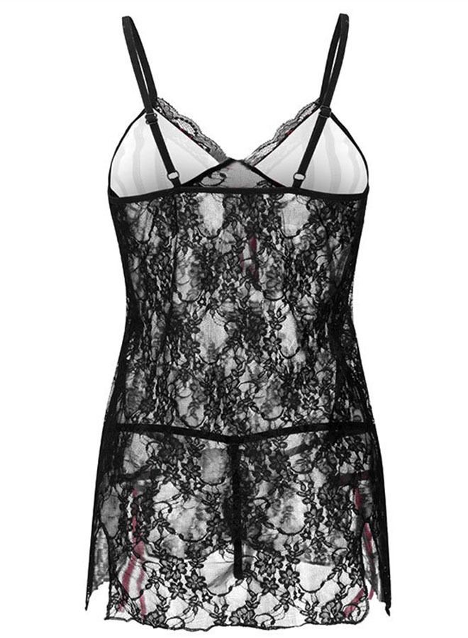 Lace Suspender Pajamas, Bow Design with Adjustable Shoulder Straps Showcases A Delicate and Elegant Figure  - Image 3