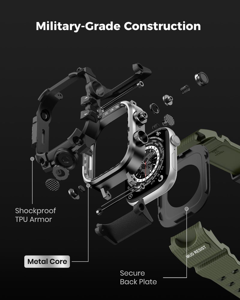 amBand Rugged Case with Band for Apple Watch 45mm, Compatible with Apple Watch (iWatch) Series 9/8/7, Military Grade Shockproof Bumper Cover, Tactical Band for Men, Army Green - Image 5
