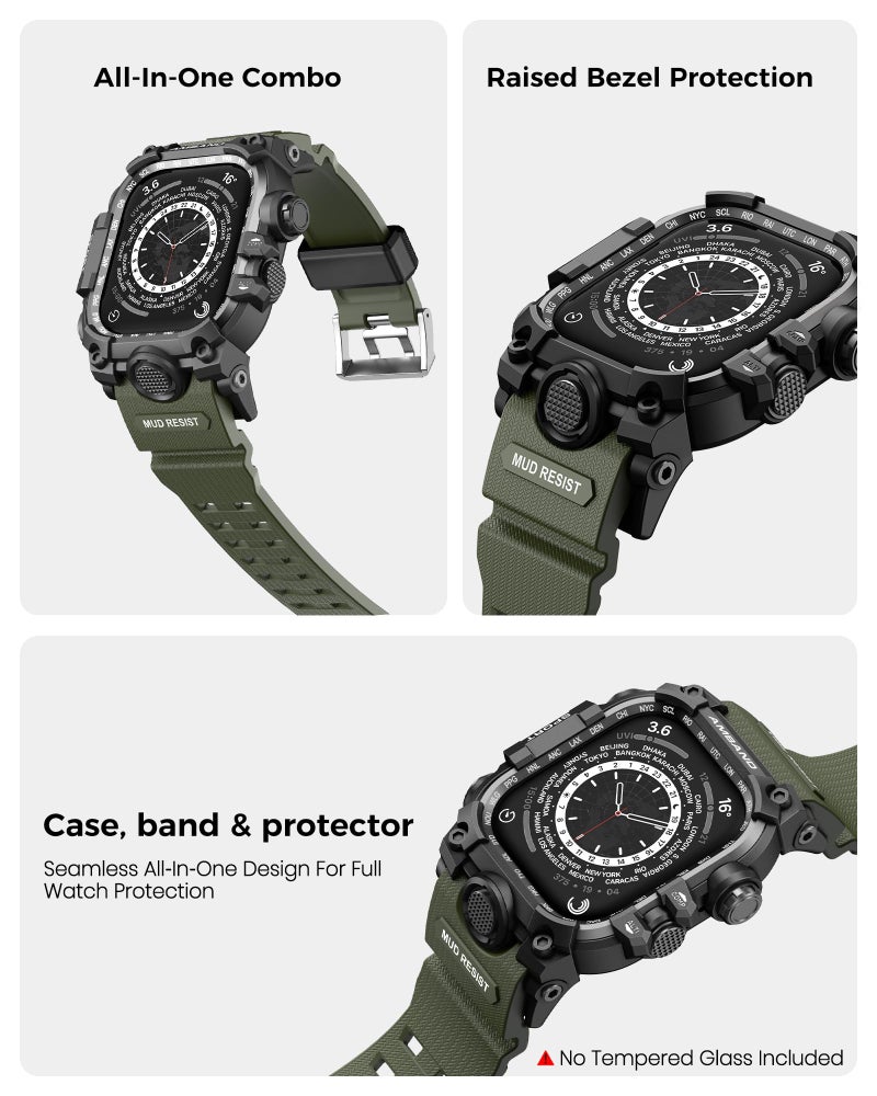 amBand Rugged Case with Band for Apple Watch 45mm, Compatible with Apple Watch (iWatch) Series 9/8/7, Military Grade Shockproof Bumper Cover, Tactical Band for Men, Army Green - Image 4