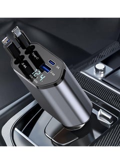 Generic Retractable Car Charger, 4 in 1 Fast Car Phone Charger 120W with Cord 2.6ft, Retractable Cable and 2 USB Ports Car Charger Adapter for iPhone 15 14 13 12 Pro Max, Galaxy S23  - Image 1