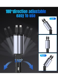 Generic Retractable Car Charger, 4 in 1 Fast Car Phone Charger 120W with Cord 2.6ft, Retractable Cable and 2 USB Ports Car Charger Adapter for iPhone 15 14 13 12 Pro Max, Galaxy S23  - Image 5