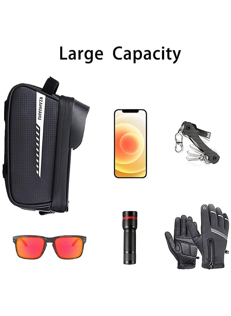 Cuken Bike Phone Front Frame Bag, Waterproof Pouch Bike Handlebar Bag Cycling Front Top Tube Touchscreen Phone Mount for Smartphone up to 6.5''  - Image 3