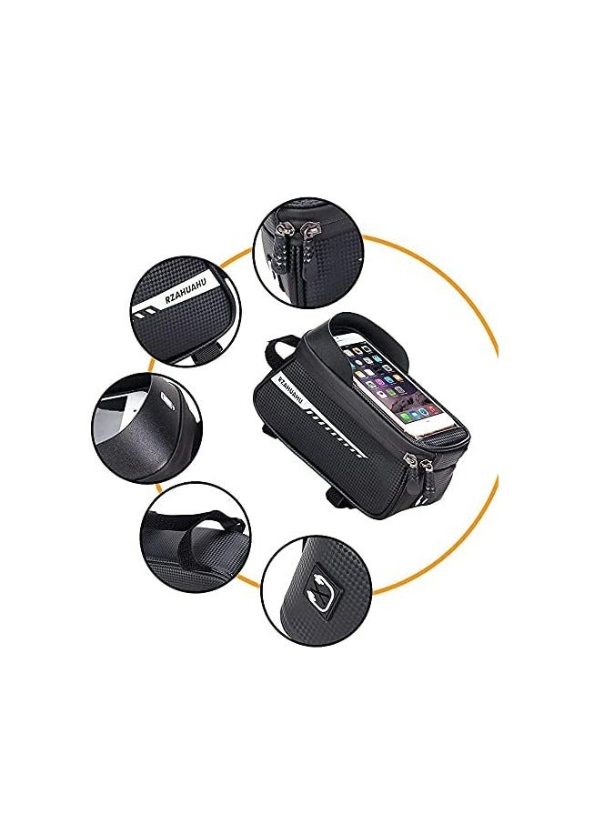 Cuken Bike Phone Front Frame Bag, Waterproof Pouch Bike Handlebar Bag Cycling Front Top Tube Touchscreen Phone Mount for Smartphone up to 6.5''  - Image 5