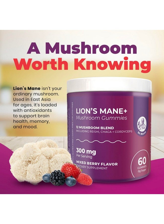 DR. MORITZ Lions Mane Gummies for Adults and Kids 4+ - Mushroom Gummies with 12-in-1 Blend Including Reishi & Chaga - Lions Mane for Kids and Adults - No Sugar Added, Non-GMO (60 Count) - Image 3