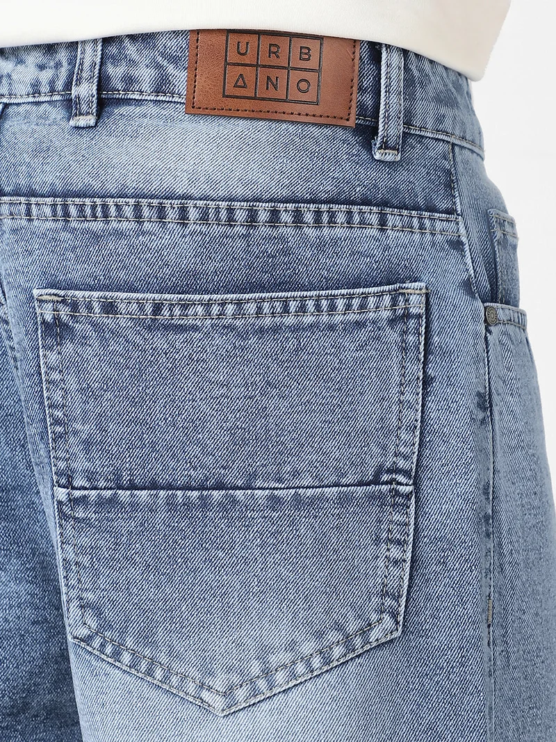 Urbano Fashion  Urbano Fashion Men's Light Blue Loose Baggy Fit Washed Jeans Non-Stretchable for Men | Best Price UAE