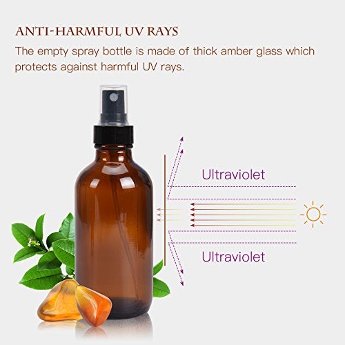 ULG Amber Glass Spray Bottles 4oz Brown Glass Bottle Fine Mist Sprayers Empty Spray Atomizer Including Waterproof DIY Labels 16 Piece - Image 3