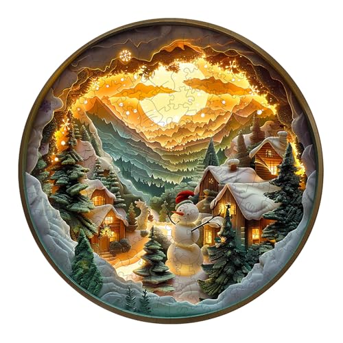 Artipuz Christmas Wooden Puzzles for Adults 3D Snowy Village Puzzle Unique Wood Jigsaw Puzzle for Adults Wood Puzzles Adult Gifts for Family Wall Art Home Decor 200pcs 114 114in M - Image 1