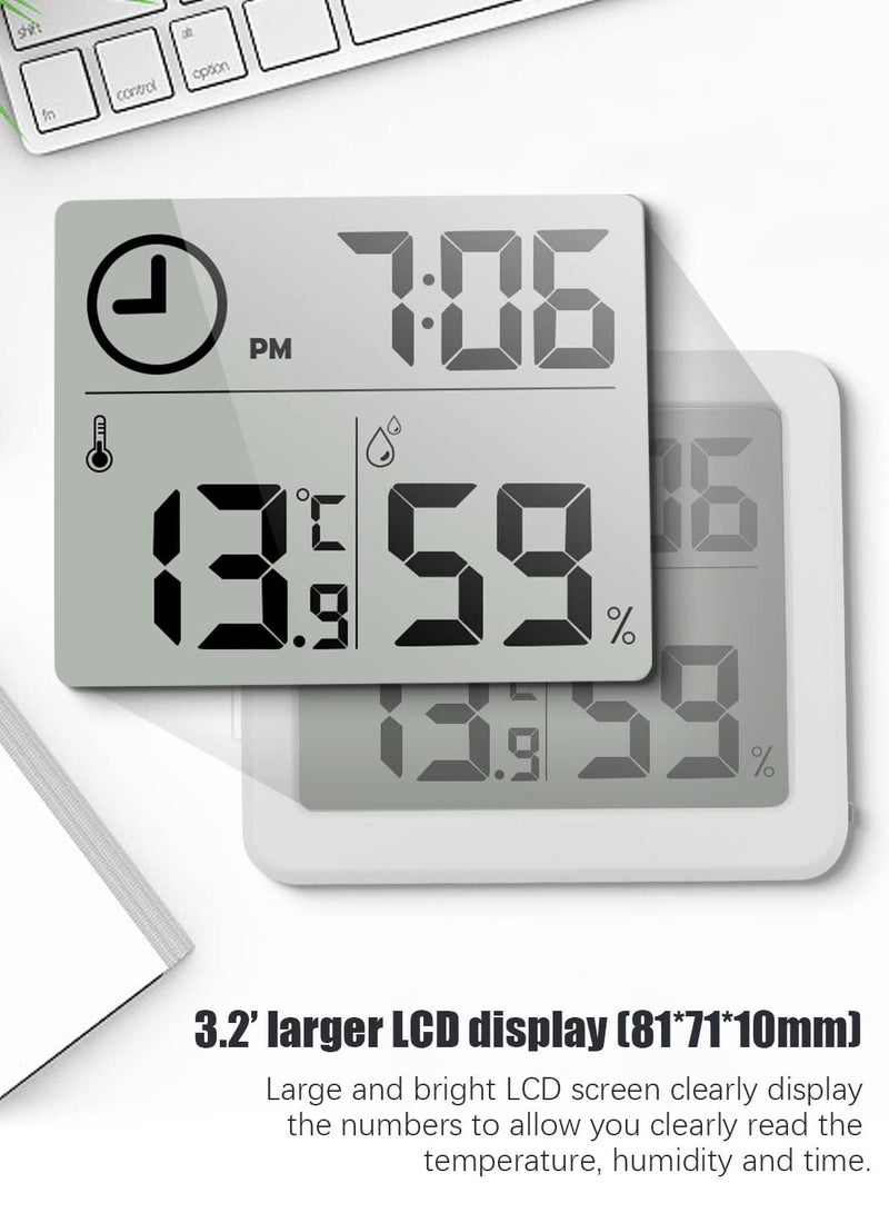 Digital Thermo-Hygrometer Indoor Room Thermometer Hygrometer 3.2” Large LCD Screen Desktop with Temperature and Humidity Monitor Meter Gauge Clock (white)  - Image 3