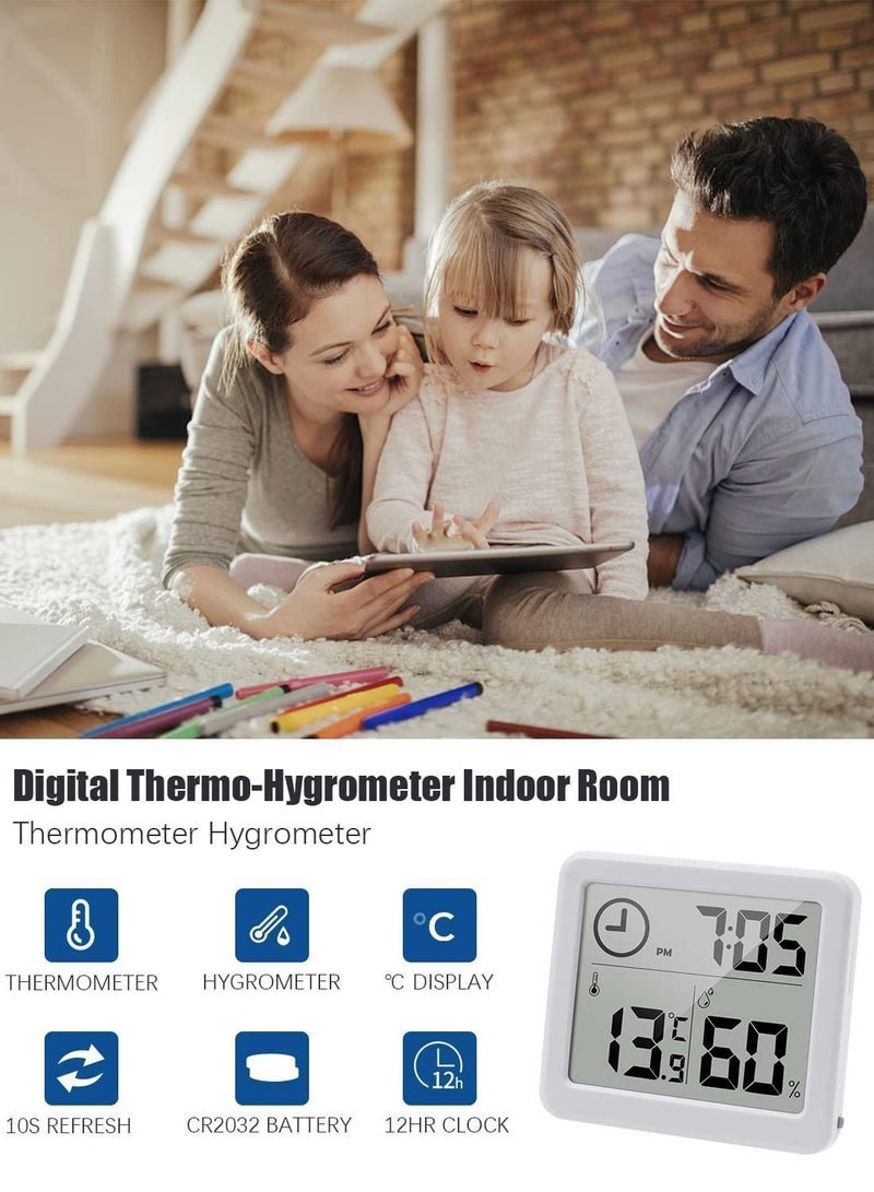 Digital Thermo-Hygrometer Indoor Room Thermometer Hygrometer 3.2” Large LCD Screen Desktop with Temperature and Humidity Monitor Meter Gauge Clock (white)  - Image 2