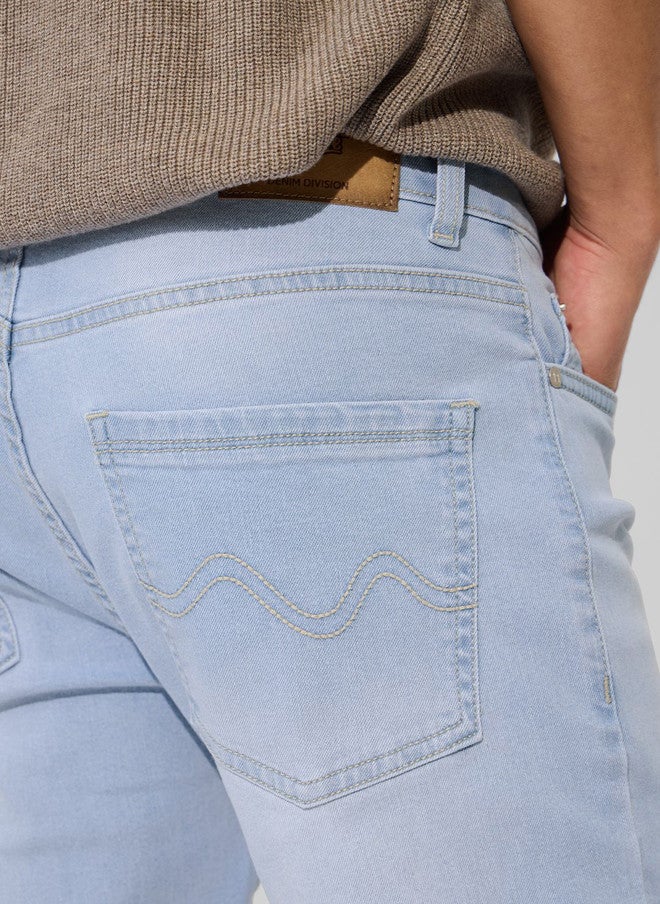 The Souled Store Men Slim Fit Solid Light Blue Jeans - Image 5