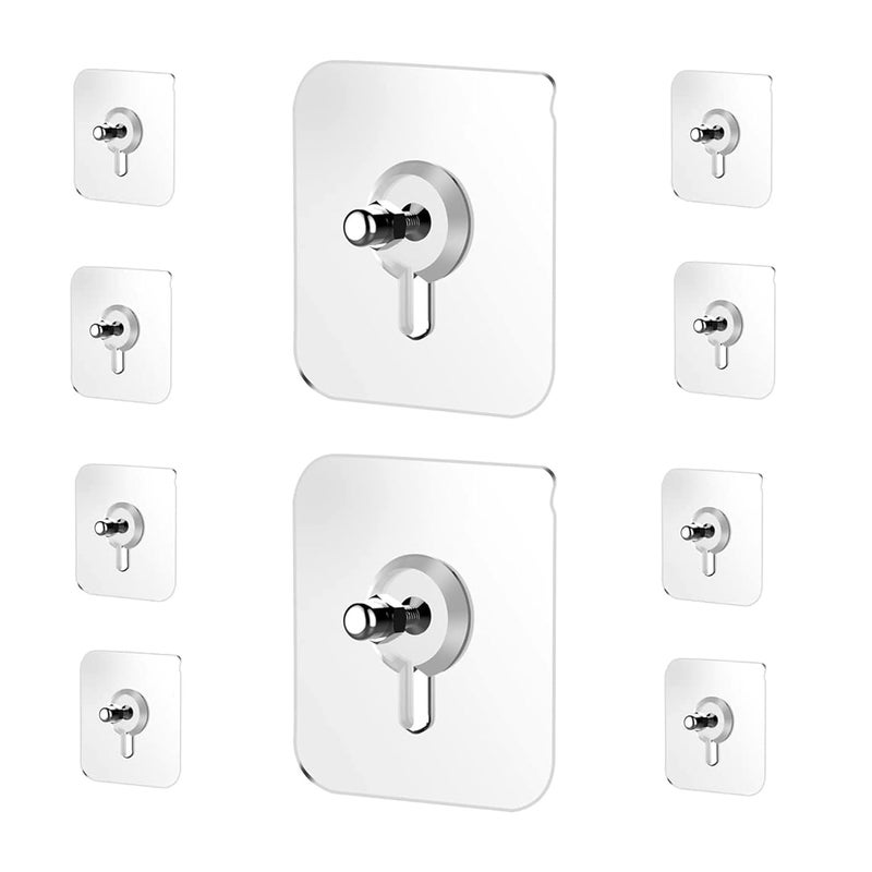 Sulfar Adhesive Hooks Heavy Duty Wall Hooks Nail Hook for Hanging Coat HatTowel Robe Hook Rack Wall Mount Bathroom and Bedroom Hooks for Wall Without Drilling Nail Hook Trasparent 10 Pack - Image 1