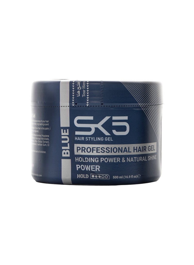 SK5 Blue Power Anti-Frizz Hair Styling Gel - Professional Hold, 500ml - Image 1