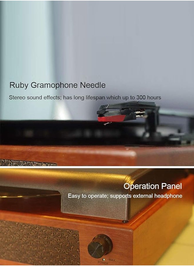 Record Player Encoding Recording Function PC-Link Vintage Vinyl Turntable with Bluetooth and Built in Speakers Vinyl Player 33 45 78