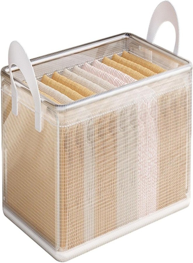 Swejos Clear PVC Storage Basket with Handle, Stackable Clothes Organiser Box, Transparent - Image 1