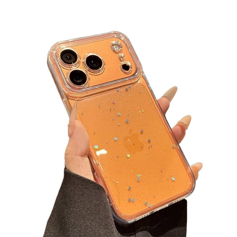 غطاء واقي بسيليكون باللون شفاف من السيليكون لـ iPhone 17 / 17 Air / 17 Pro / 17 Pro Max مع نقشة نجوم وحماية من السقوط مع مقاوم للصدمات مع تغطية كاملة سهل التخزين للهدايا - Image 1