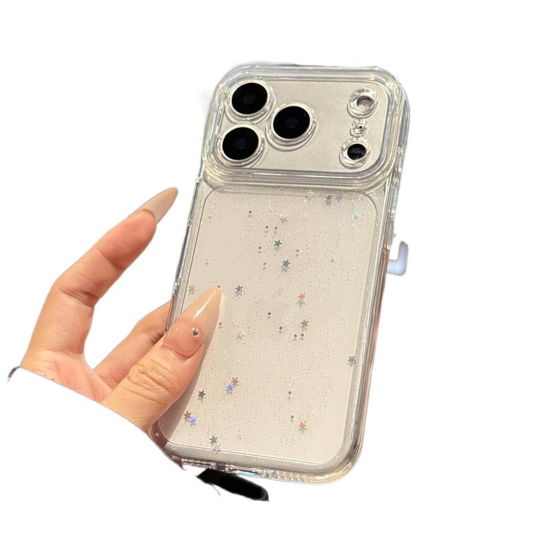 غطاء واقي بسيليكون باللون شفاف من السيليكون لـ iPhone 17 / 17 Air / 17 Pro / 17 Pro Max مع نقشة نجوم وحماية من السقوط مع مقاوم للصدمات مع تغطية كاملة سهل التخزين للهدايا - Image 5