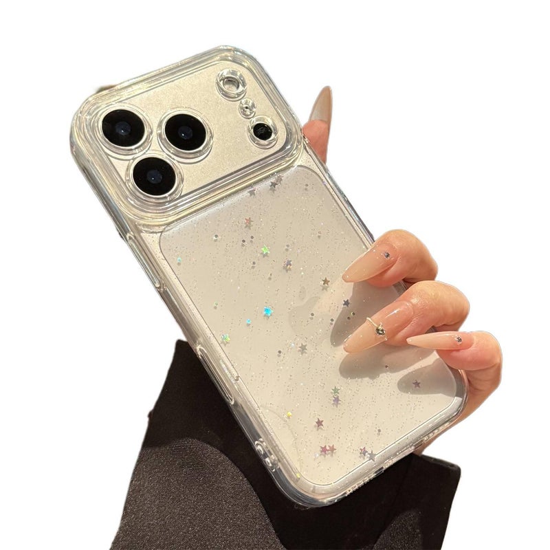 غطاء واقي بسيليكون باللون شفاف من السيليكون لـ iPhone 17 / 17 Air / 17 Pro / 17 Pro Max مع نقشة نجوم وحماية من السقوط مع مقاوم للصدمات مع تغطية كاملة سهل التخزين للهدايا - Image 3