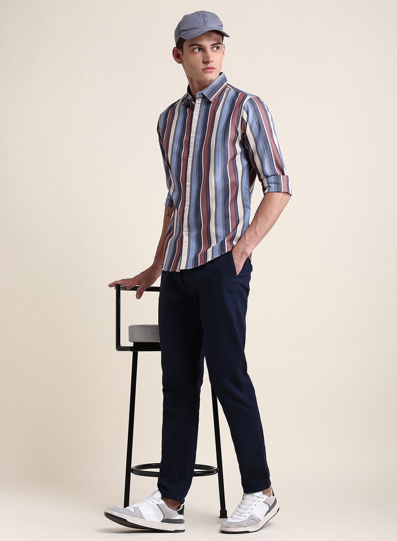 Dennis Lingo Men's Red Slim Fit Cotton Casual Shirt - Image 2