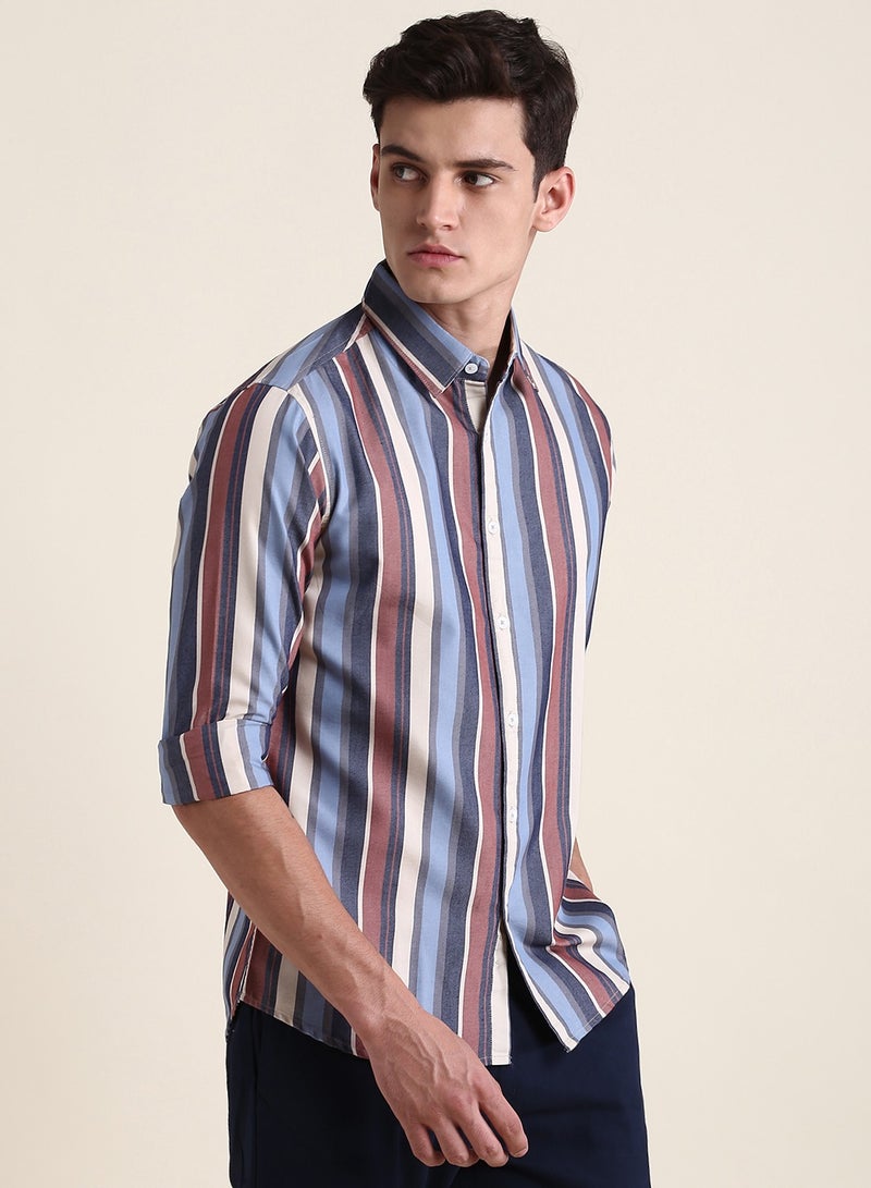 Dennis Lingo Men's Red Slim Fit Cotton Casual Shirt - Image 3