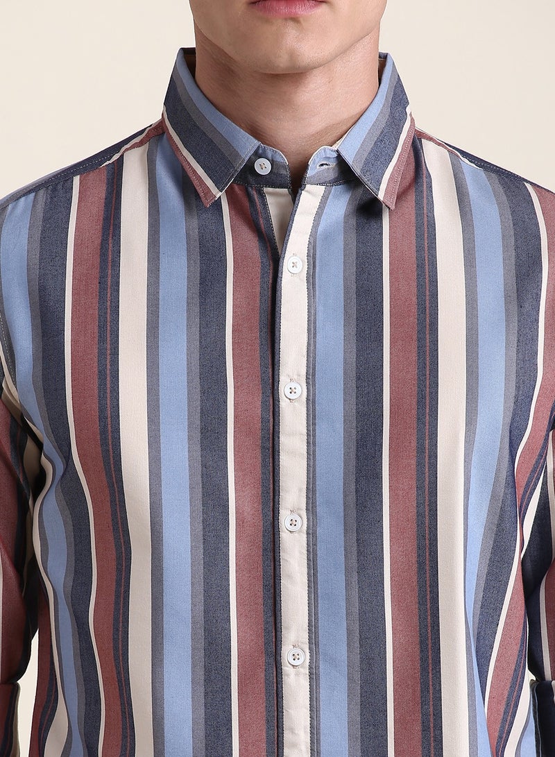 Dennis Lingo Men's Red Slim Fit Cotton Casual Shirt - Image 5