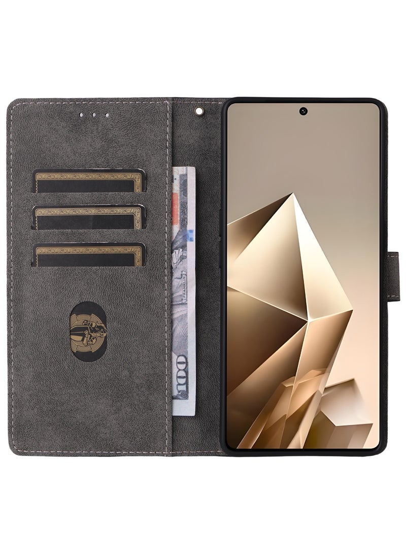 For Infinix Note 50 Pro+ 5G Flip Cover with Detachable Lanyard, PU Leather Full Body Protection Shockproof Flip Mobile Phone Case, RFID Anti-theft Brush Folio Wallet Case - Image 5