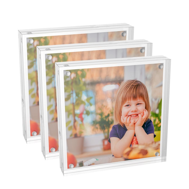 Sezanrpt Clear Booth Photo Frame 5x5 Pack of 3 Perspex Square Picture Frame - Image 1