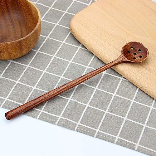 AOOSY 1 PC Korean Style 10.9" Long Handle Wooden Round Slotted Spoons for Jam Olive - Image 2