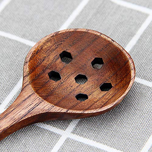 AOOSY 1 PC Korean Style 10.9" Long Handle Wooden Round Slotted Spoons for Jam Olive - Image 3