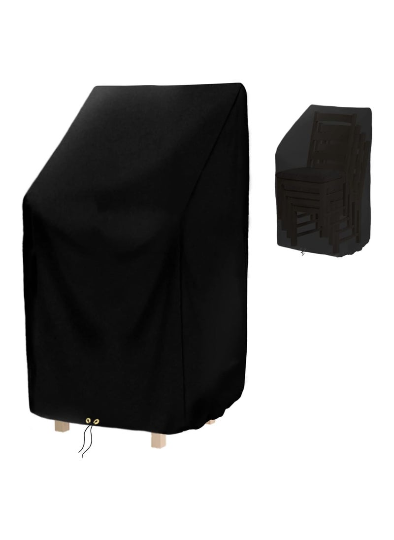 KASTWAVE Black Waterproof Garden Chair Covers, Patio Stacking Chair Cover Oxford Cloth Material, Windproof Chair Covers with Adjustable Cord 65 x 65 x 120/ 80cm  - Image 1