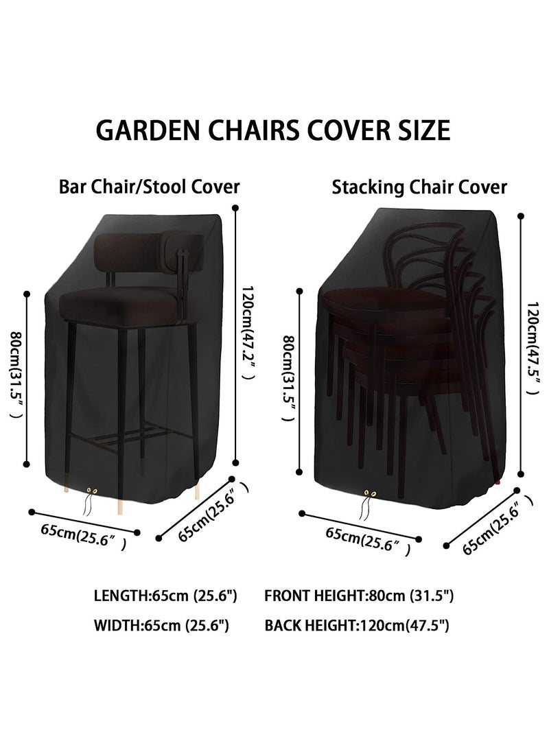 KASTWAVE Black Waterproof Garden Chair Covers, Patio Stacking Chair Cover Oxford Cloth Material, Windproof Chair Covers with Adjustable Cord 65 x 65 x 120/ 80cm  - Image 3