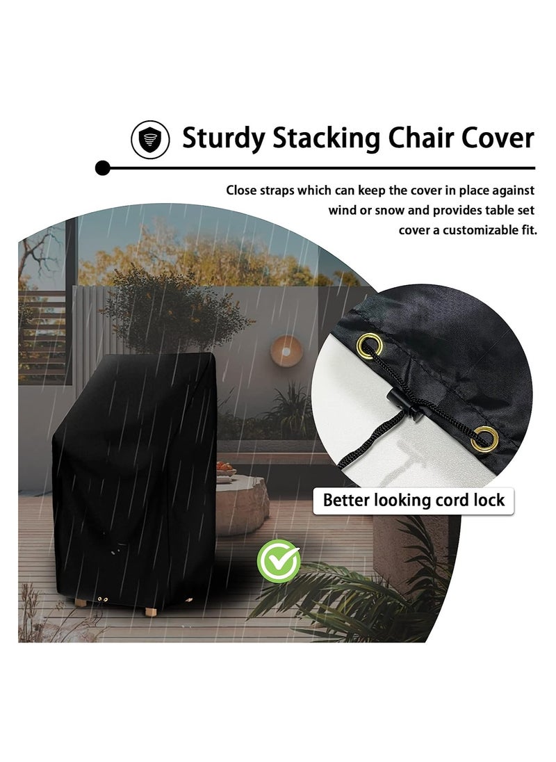 KASTWAVE Black Waterproof Garden Chair Covers, Patio Stacking Chair Cover Oxford Cloth Material, Windproof Chair Covers with Adjustable Cord 65 x 65 x 120/ 80cm  - Image 5