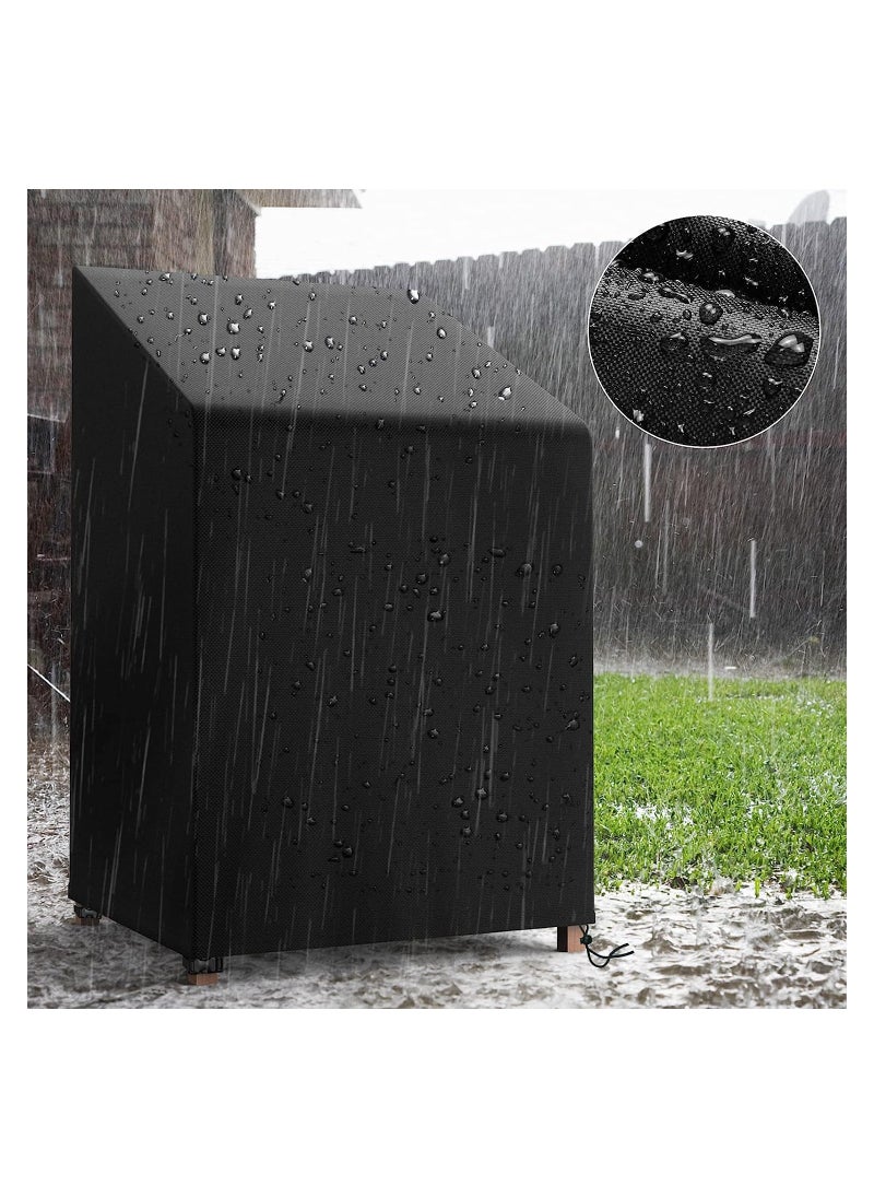 KASTWAVE Black Waterproof Garden Chair Covers, Patio Stacking Chair Cover Oxford Cloth Material, Windproof Chair Covers with Adjustable Cord 65 x 65 x 120/ 80cm  - Image 2