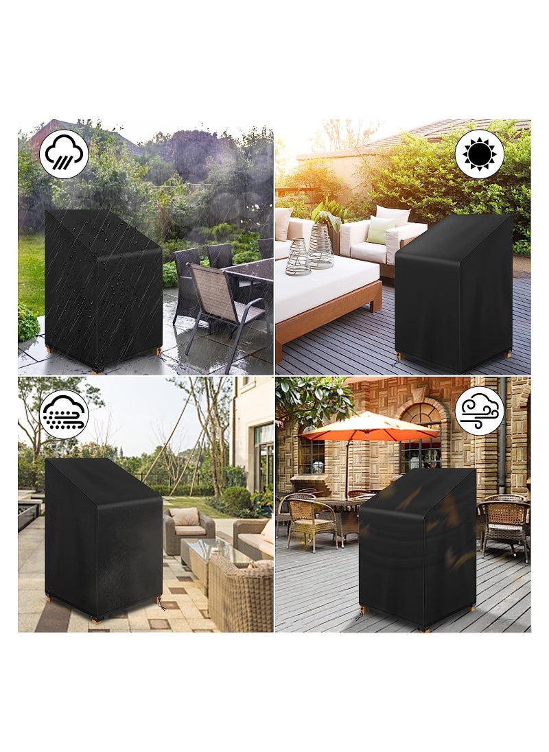 KASTWAVE Black Waterproof Garden Chair Covers, Patio Stacking Chair Cover Oxford Cloth Material, Windproof Chair Covers with Adjustable Cord 65 x 65 x 120/ 80cm  - Image 4