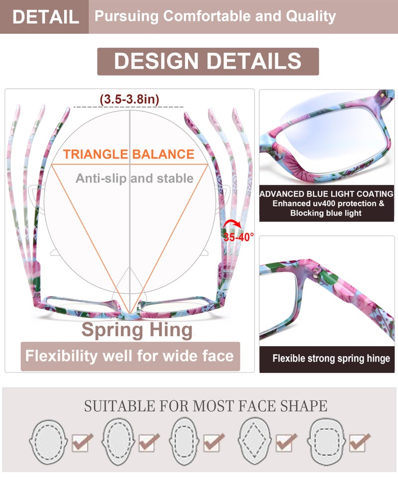 YTDBNS Stylish Reading Glasses for Women, Blue Light Blocking Readers, Ladies Eyeglasses, Fashion Computer Eye Glasses, Cheaters - Image 5