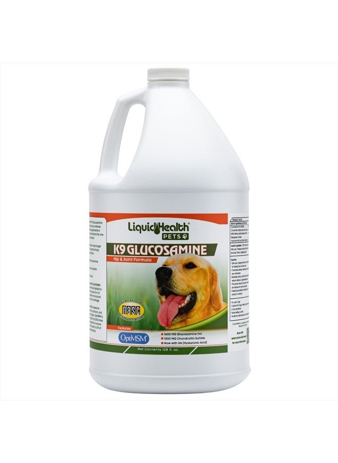 LIQUIDHEALTH 128 Oz K9 Liquid Glucosamine for Dogs, Puppies and Seniors - Chondroitin, MSM, Hyaluronic Acid – Dog Hip and Joint Health, Dog Vitamins for Dog Joint Pain, Dog Joint Oil - 1 Gallon  - Image 1