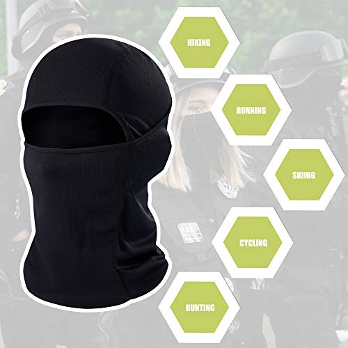 hikevalley Balaclava Face Mask Adjustable Windproof UV Protection Hood (Black) - Image 3