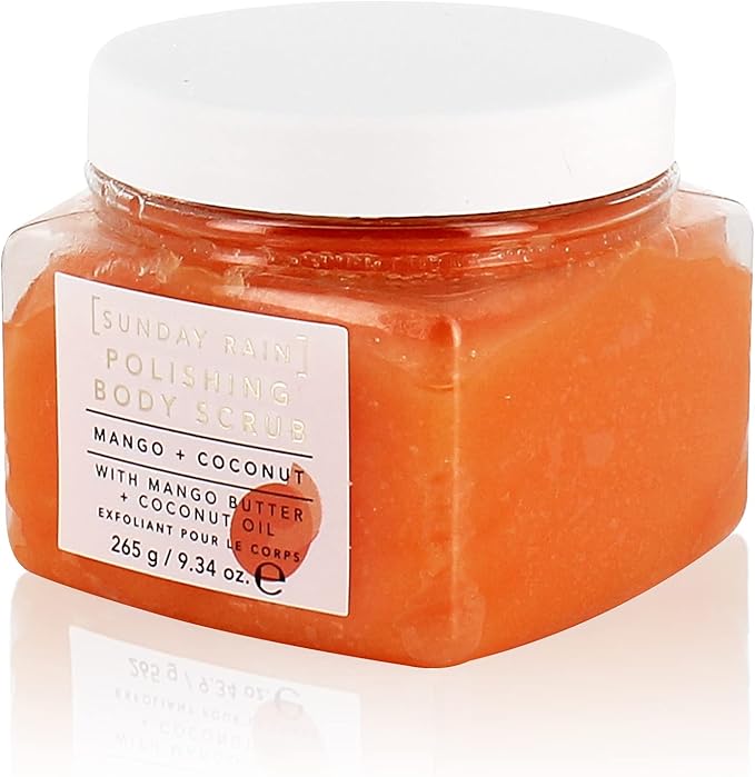 Sunday Rain Polishing Body Scrub for Extra Smooth Soft Skin Vegan and CrueltyFree Tropical Mango Butter and Coconut Oil 265g - Image 2