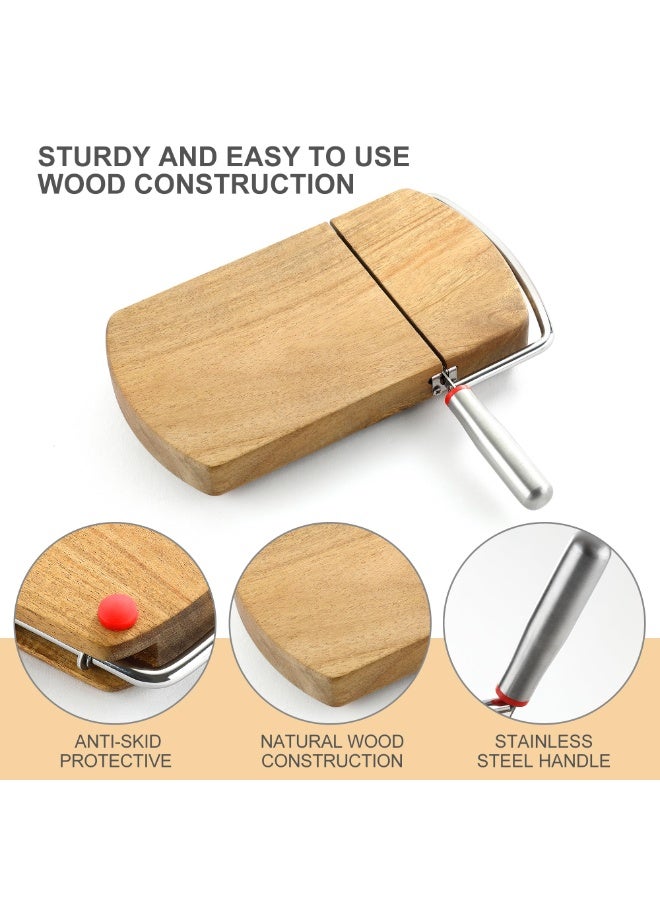 عام قطاعة جبن خشبية، لوح تقطيع جبن بشفرة من الفولاذ المقاوم للصدأ للجبن المكعبات، الخضروات، الزبدة، النقانق، الخبز. - Image 4