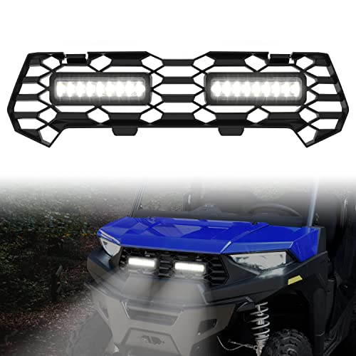 SAUTVS Front Mesh Grill with Accent Light for Ranger SP 570 Waterproof Black Mesh Grille with LED Light Bar for Polaris Ranger SP 570 Crew SP 570 2022 2023 2024 2025 2026 Accessories 1PCS - Image 1