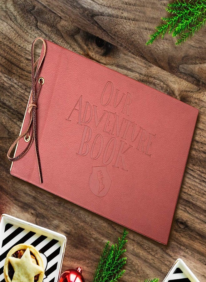 LINKEDWIN Our Adventure Book, Leather Covers with Concave Words, Up Scrapbook Album, Wedding Guestbook, 11.6 x 7.5 inch, 80 Pages - Image 2