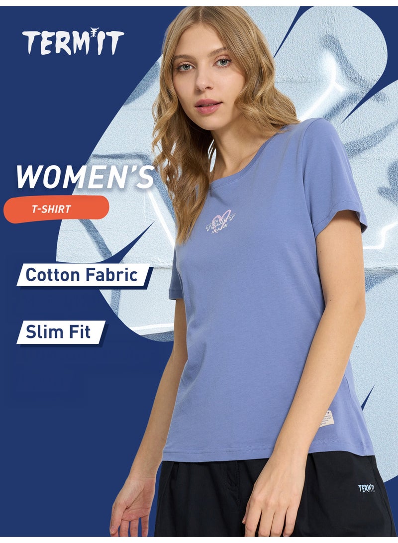 Termit تي شيرت تيرميت جرافيك بالتوت الأزرق للنساء والفتيات - قصّة ضيقة، قطن ناعم، قماش قابل للتنفس، أزياء شوارع أنيقة، مريحة ومتعددة الاستخدامات للارتداء اليومي - Image 3