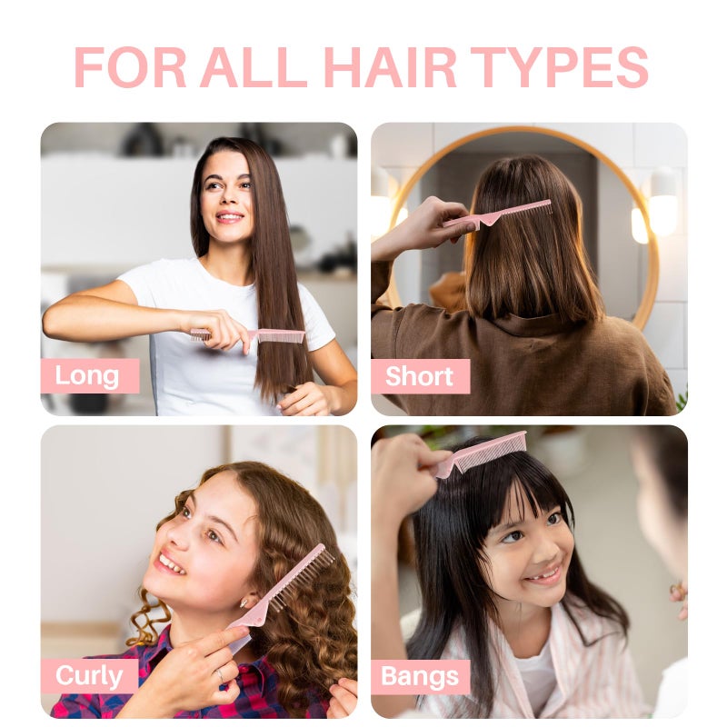 RHOS 2-Pieces Mini Folding Combs for Purse and Travel, Double Headed Small Combs and Brush Set for Women,Girls (Pink & Purple) - Image 5