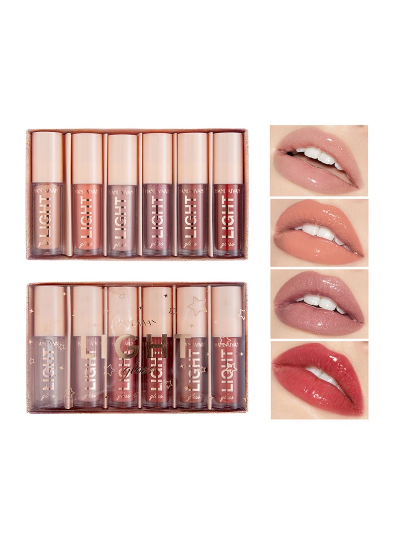 Handaiyan Lip Gloss Set 12 Pcs Hydrating Moisturizing Long Lasting High Glossy Light Stain Super Shiny Balm Oil Tinted Treatment Glow Glass Shine Makeup Colored Bright Lifter For Women Girls  - Image 1