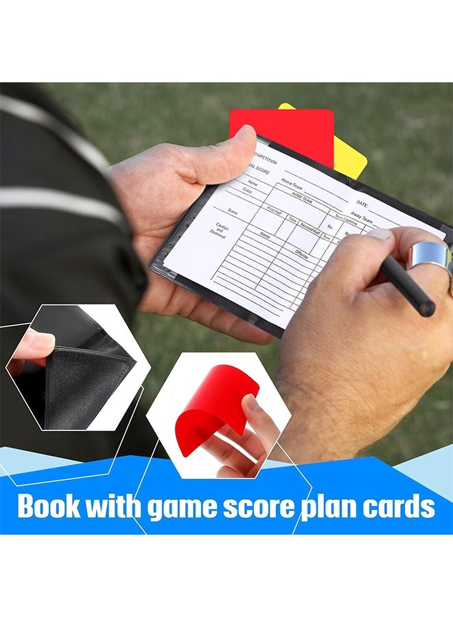 اتش واي 2 مجموعة بطاقة حكم كرة القدم الرياضية بطاقة حمراء بطاقة صفراء مع 2 قطعة صافرات حكم معدنية - Image 3