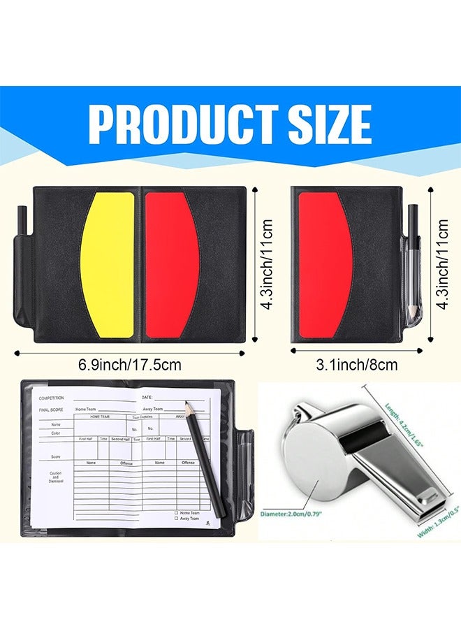 اتش واي 2 مجموعة بطاقة حكم كرة القدم الرياضية بطاقة حمراء بطاقة صفراء مع 2 قطعة صافرات حكم معدنية - Image 2