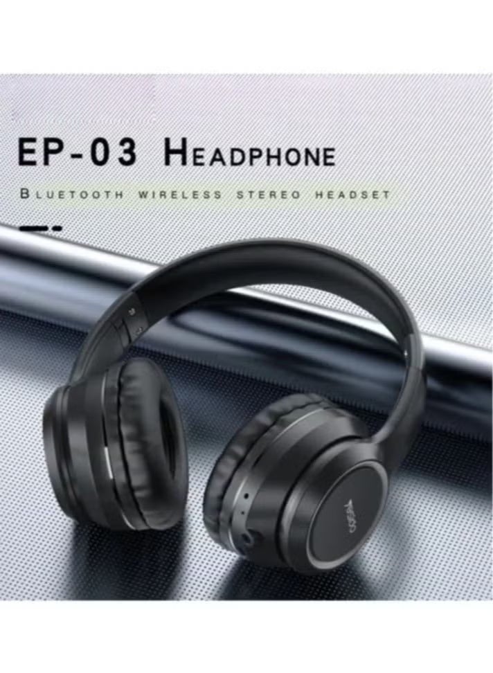 Yesido EP03 Wireless Bluetooth Headphones with HD Hi-Fi Stereo Sound, Bluetooth 5.3, Noise Isolation, Built-in Microphone, Foldable Over Ear Headset for Music, Calls, Gaming, Travel and Work, Black - Image 5