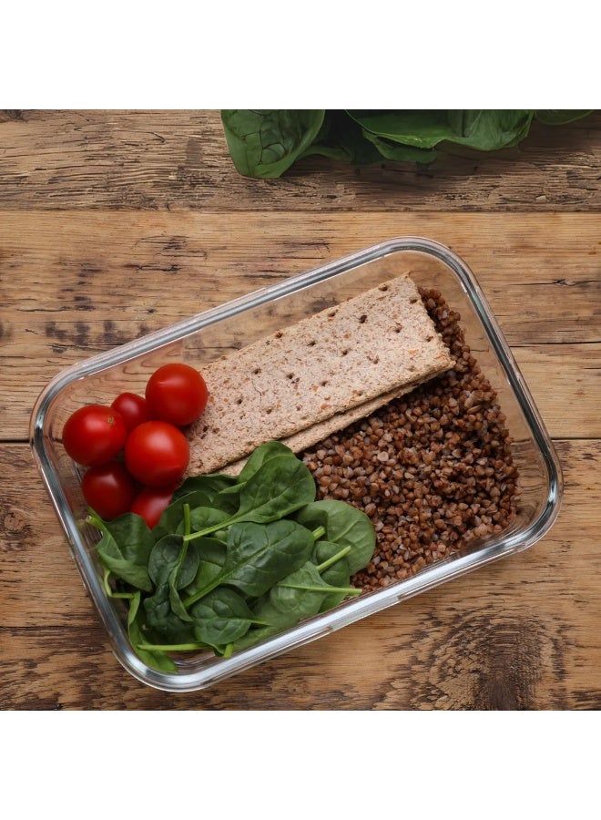 توشيونيكس مجموعة من 6 حاويات طعام زجاجية بأغطية محكمة الإغلاق - سعة 1000 مل لكل منها - Image 4