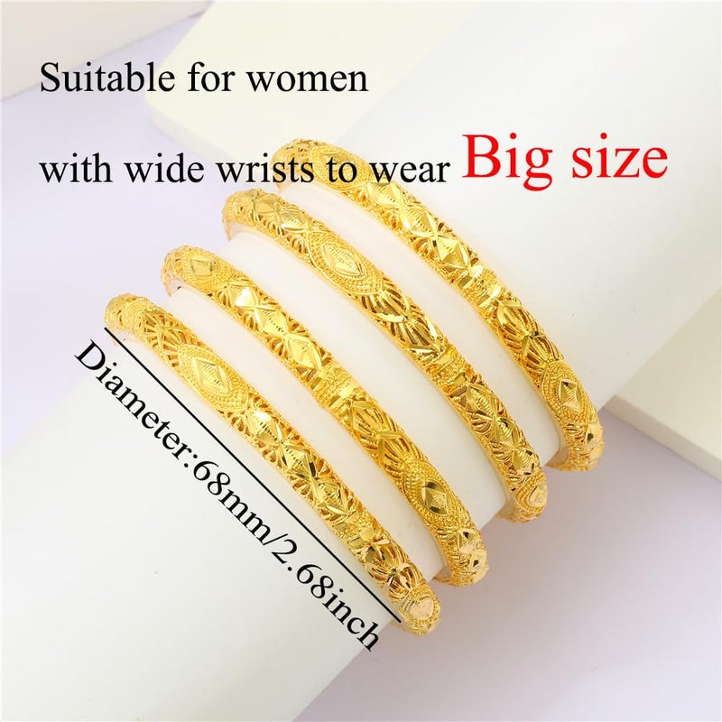 Ethlyn Large sized Bangles Sets for Women Gold Color oversized Big size wrist Bangles&Bracelet Birthday Gift for mum wife girlfriend grandma - Image 3