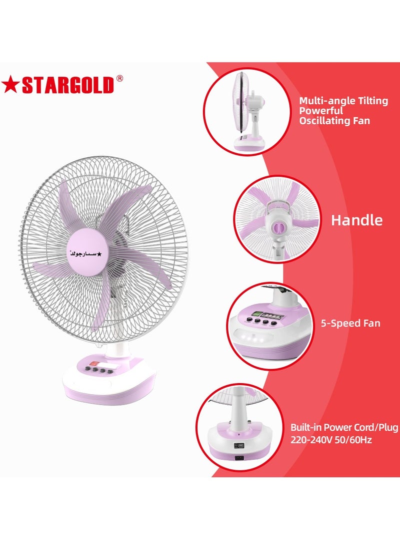 Stargold Rechargeable Oscillating Fan 5 Speed With LED Light Fan 16inch 25W - Image 3